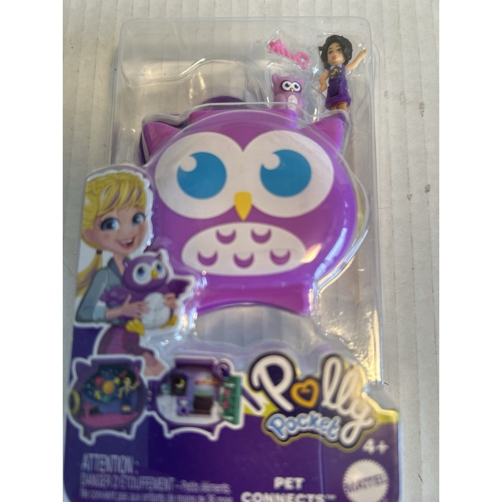 Polly Pocket Pet Connects Stackable Owl Compact Playset New Gift Mattel Toy Play